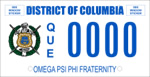 DC DMV Tag Omega Psi Phi Fraternity