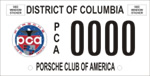 DC DMV Tag Porsche Club of America
