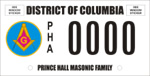 DC DMV Tag Prince Hall Masonic Family