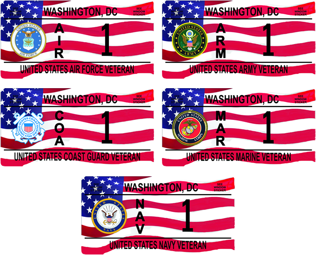 DC DMV U.S. Armed Forces Veteran Tags